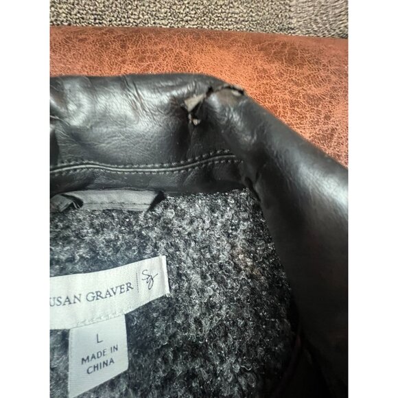 Susan Graver Large Black Tweed Coat Faux Leather Collar (discounted for collar) - Picture 3 of 8